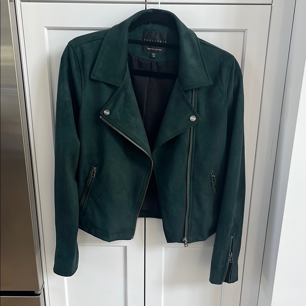 Sanctuary Deep Green Faux Suede Women's Motorcycle style jacket